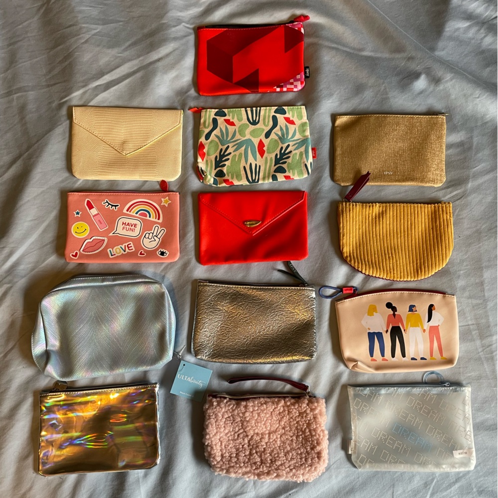 Group of Etsy/Ulta bags. 13 total